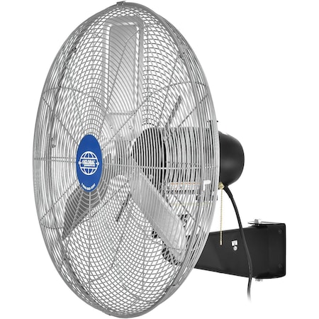 Global Industrial Deluxe Fan, Wall Mount, 24 in Blade Dia, 120V, Oscillating 258321